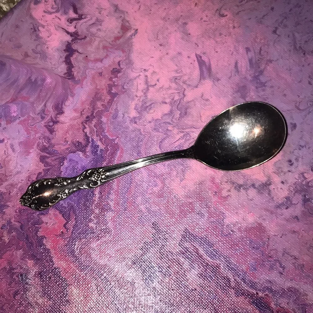 WM Rodgers Floral Detailed Handle Silver Toned Extra Plated Soup Spoon